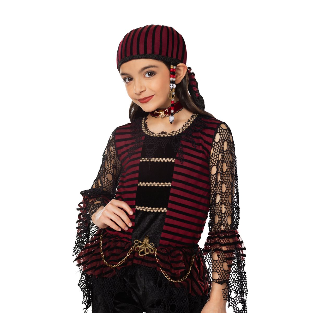 Kids Pirate Headscarf BLACK AND RED