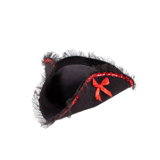 Black and Red Pirate Hat BLACK AND RED