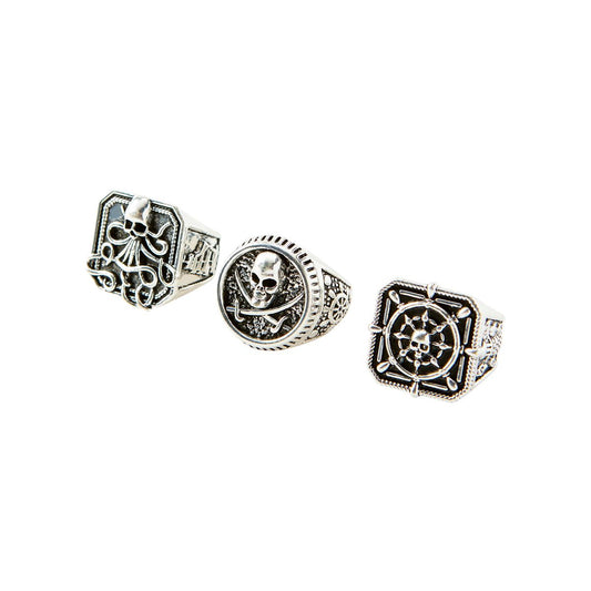 Pirate Ring Set - 3 Pack SILVER