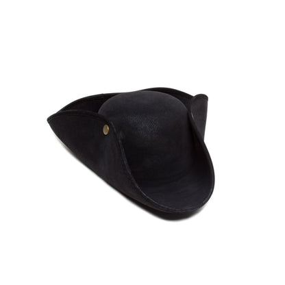Black Tri Point Pirate Hat - Deluxe BLACK