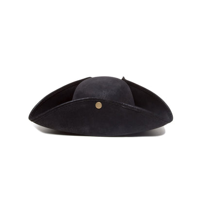 Black Tri Point Pirate Hat - Deluxe BLACK