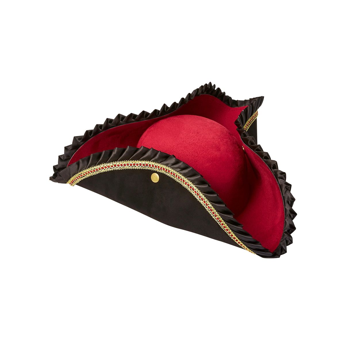 Ruffle Pirate Hat Deluxe BLACK AND RED