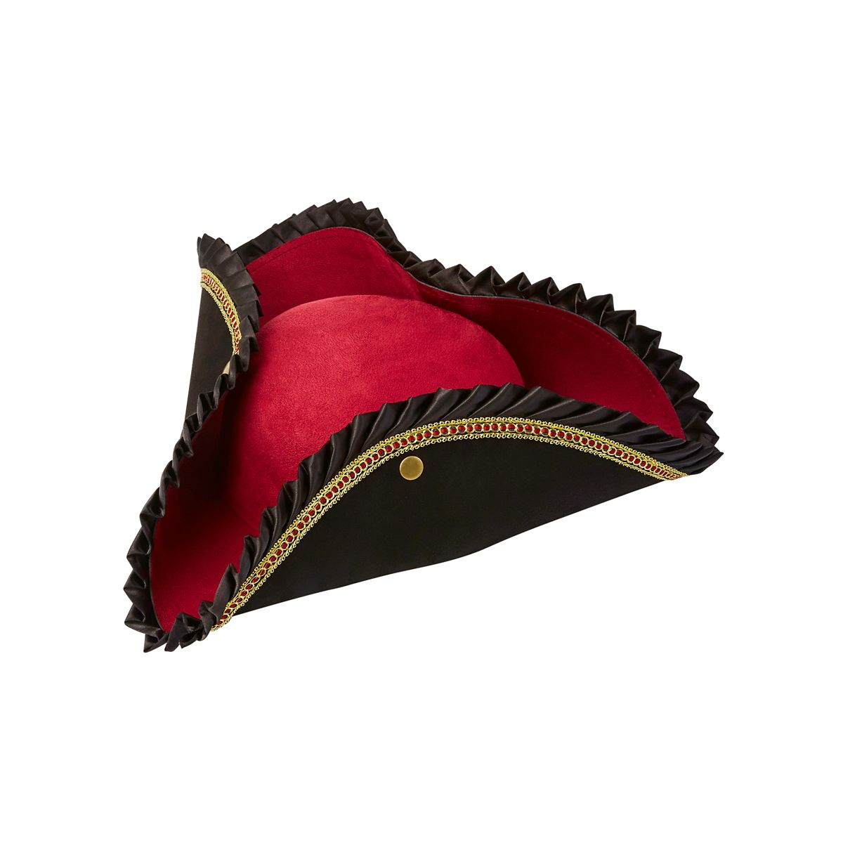 Ruffle Pirate Hat Deluxe BLACK AND RED