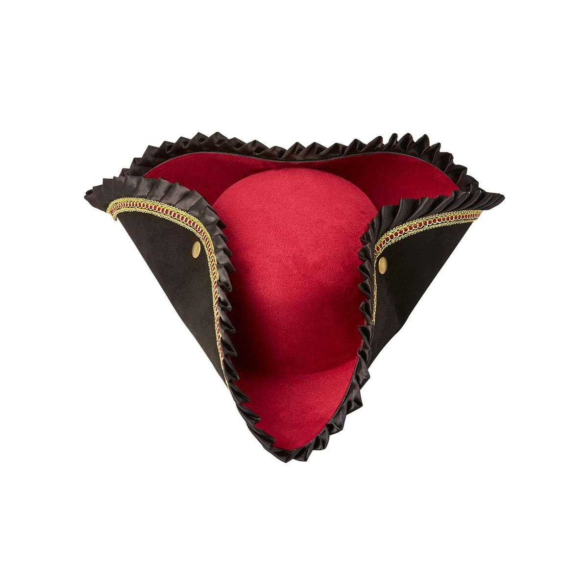 Ruffle Pirate Hat Deluxe BLACK AND RED