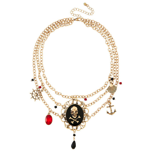 Pirate Cameo Layered Necklace MULTI-COLOR