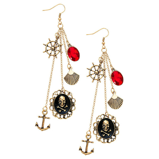 Pirate Cameo Dangle Earrings MULTI-COLOR