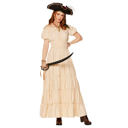 Adult Beige Peasant Dress BEIGE