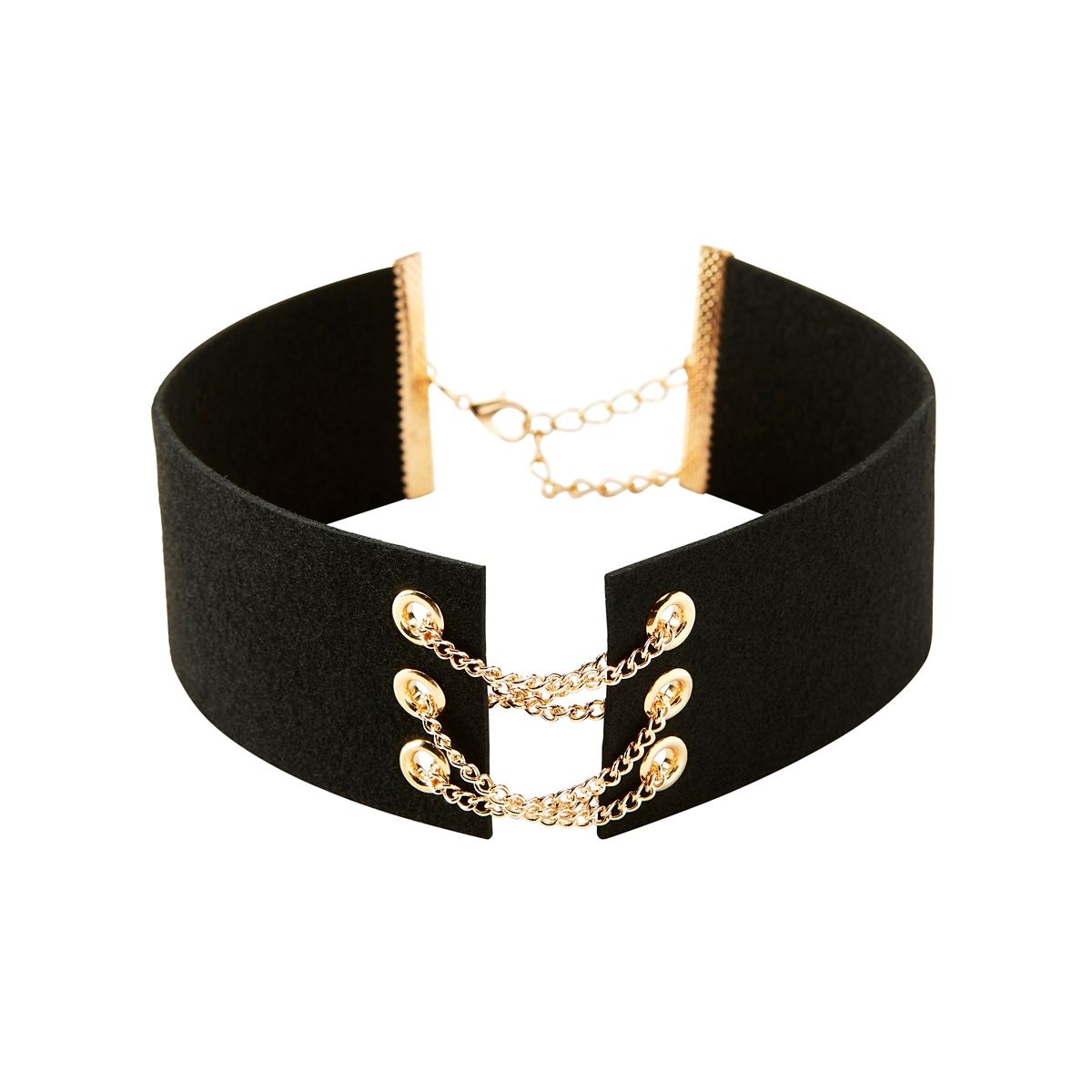 Lace Up Pirate Choker Necklace BLACK