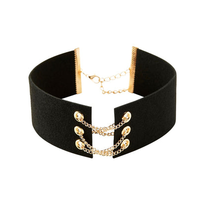 Lace Up Pirate Choker Necklace BLACK