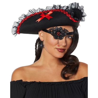 Jeweled Pirate Eye Patch BLACK