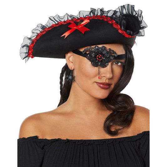 Jeweled Pirate Eye Patch BLACK