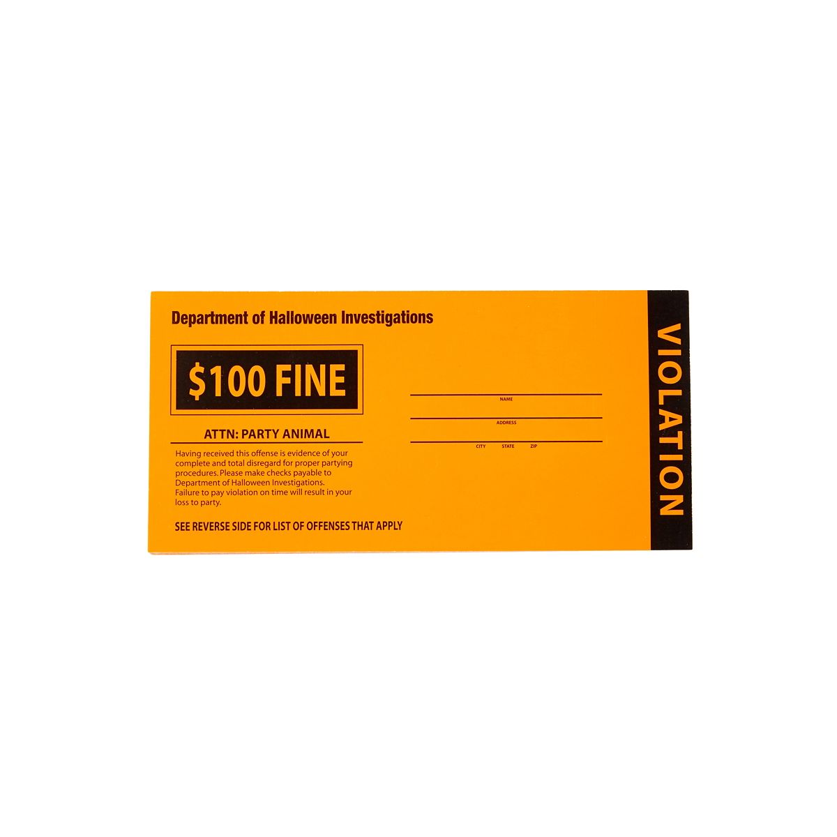Halloween Party Violation Tickets