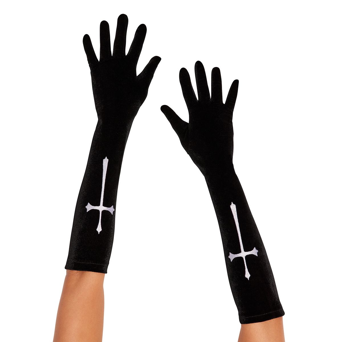Black Gothic Cross Gloves BLACK