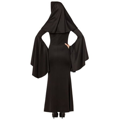 Adult Long Sexy Nun Costume BLACK
