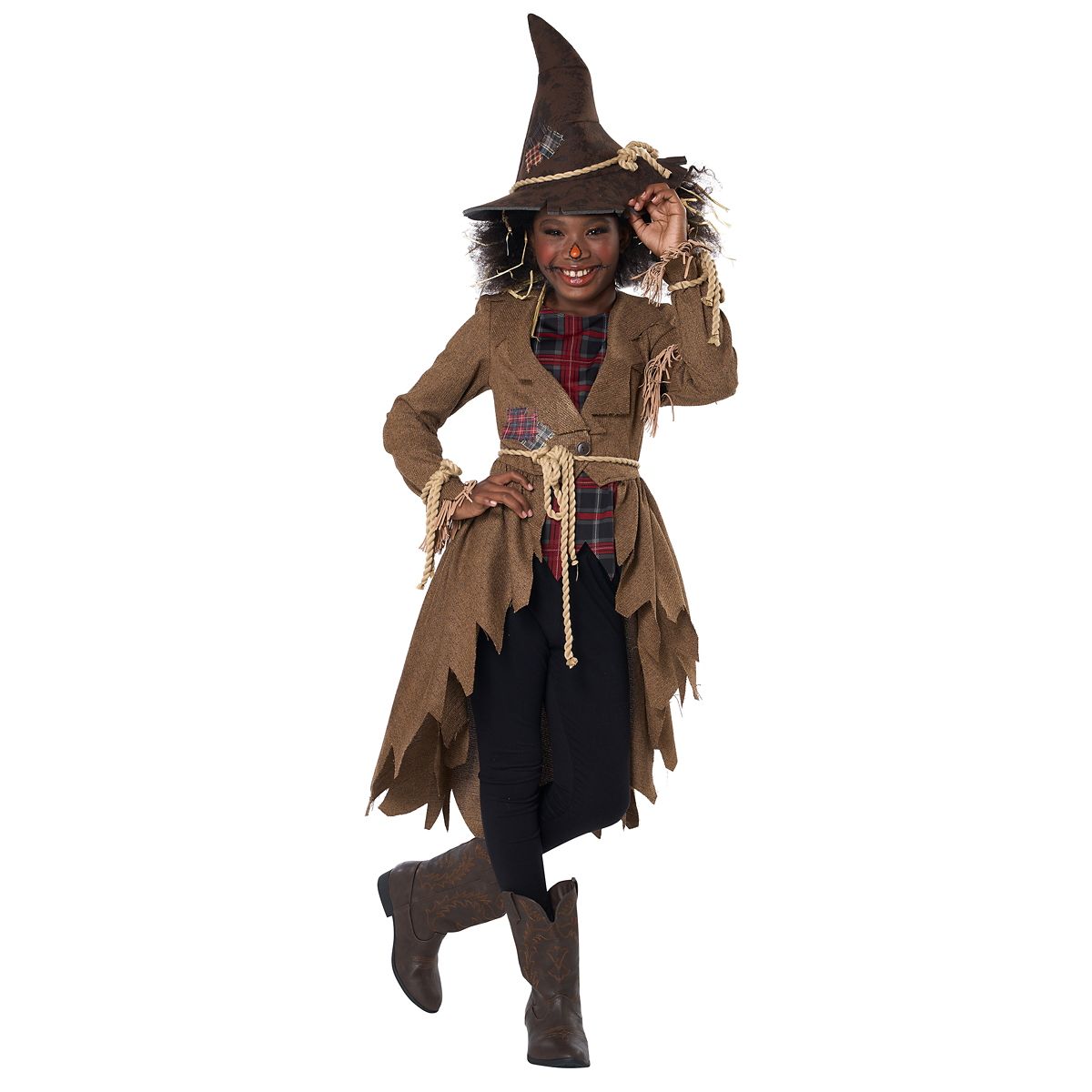 Kids Hay Girl Scarecrow Costume BROWN