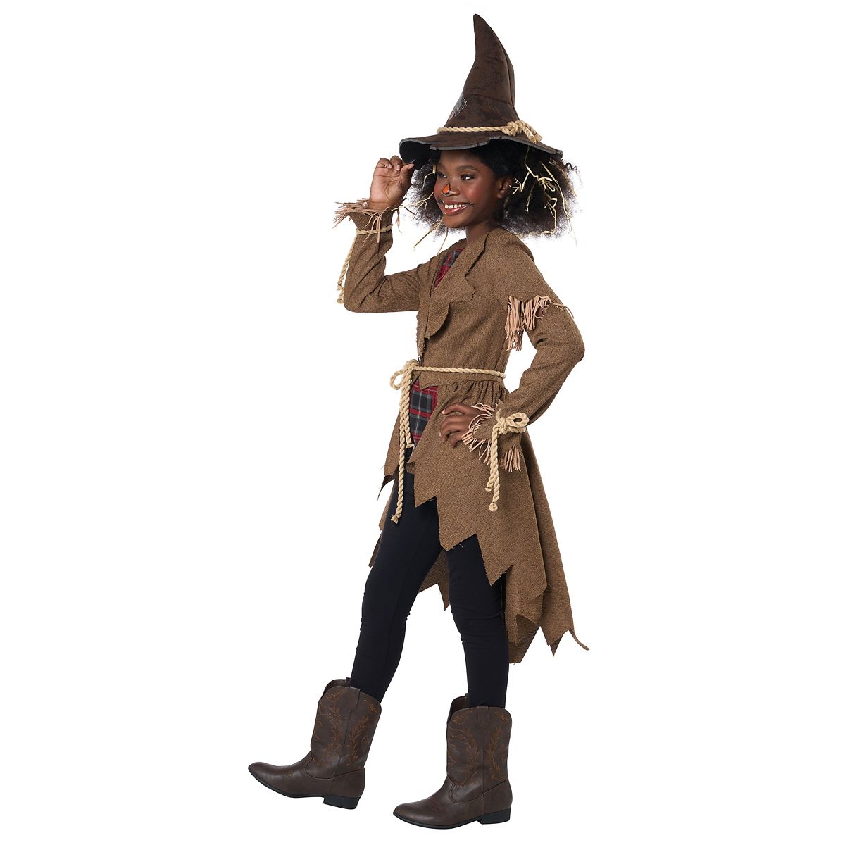 Kids Hay Girl Scarecrow Costume BROWN