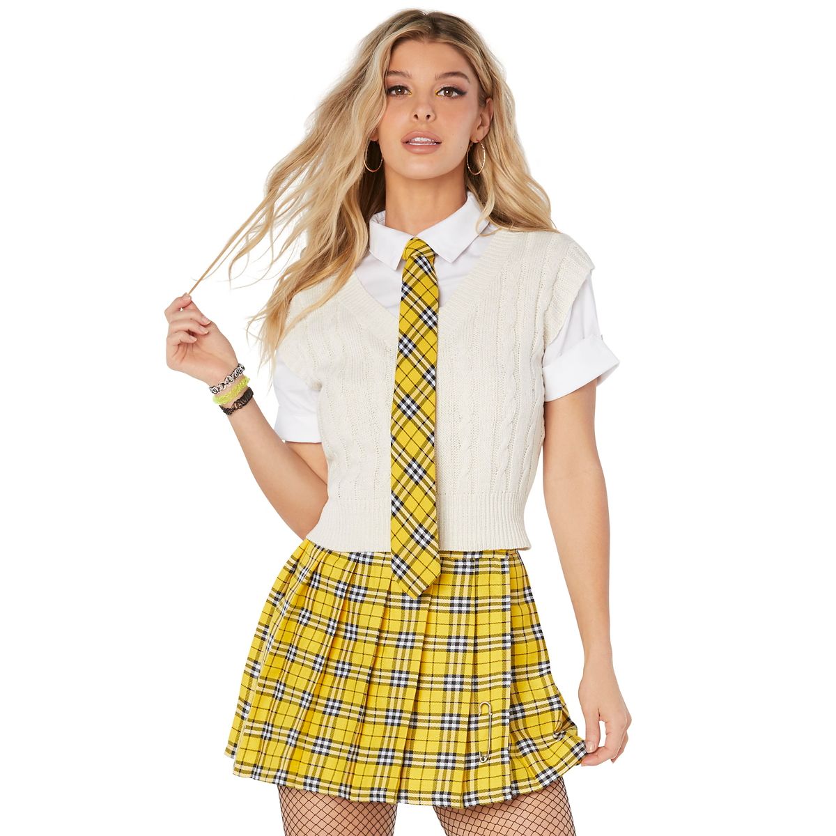 Yellow Plaid Schoolgirl Tie YELLOW