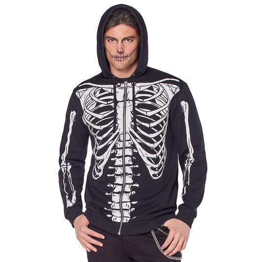 Adult Skeleton Hoodie BLACK AND WHITE