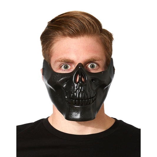 Black Metallic Skull Half Mask BLACK