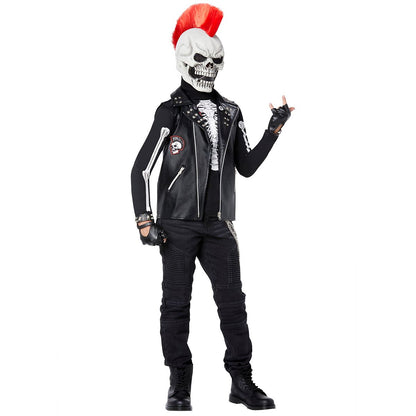 Kids Dark Rebel Punk Skeleton Costume BLACK