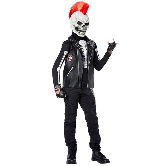 Kids Dark Rebel Punk Skeleton Costume BLACK