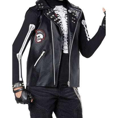 Kids Dark Rebel Punk Skeleton Costume BLACK