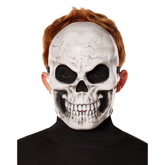 Kids Sinister Skeleton Half Mask WHITE/GREY