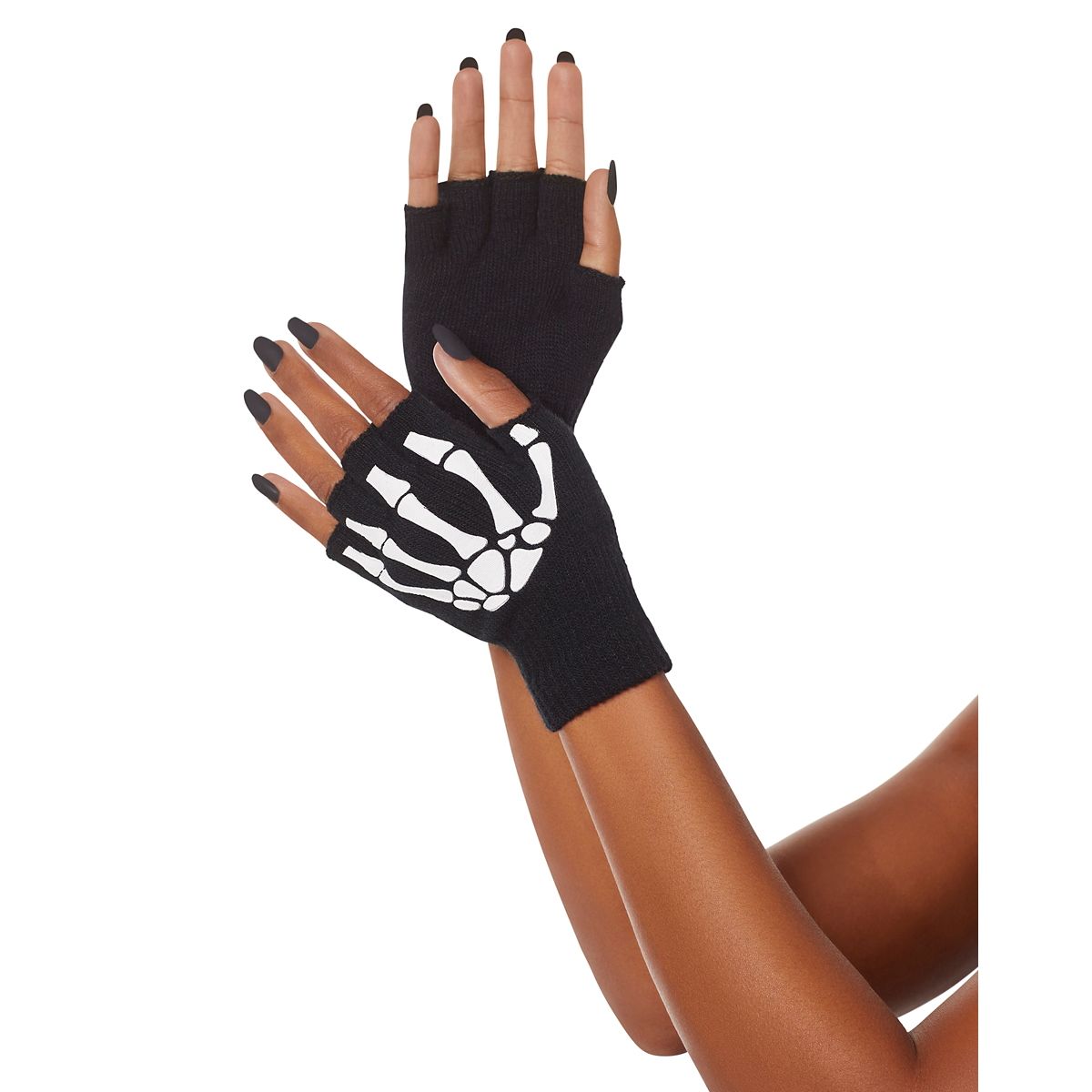 Skeleton Fingerless Gloves BLACK