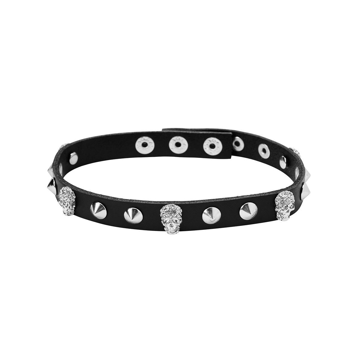 Skull Horror Punk Choker Necklace BLACK