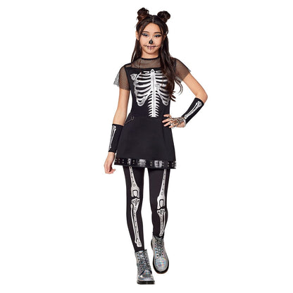 Kids Silver Skeleton Dress Costume SILVER