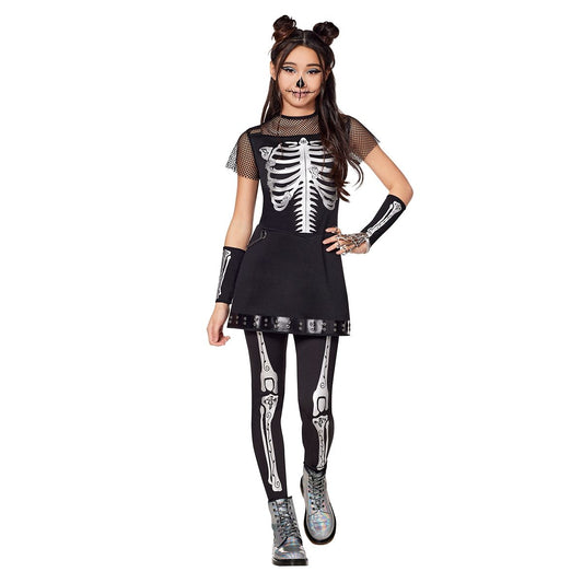 Kids Silver Skeleton Dress Costume SILVER