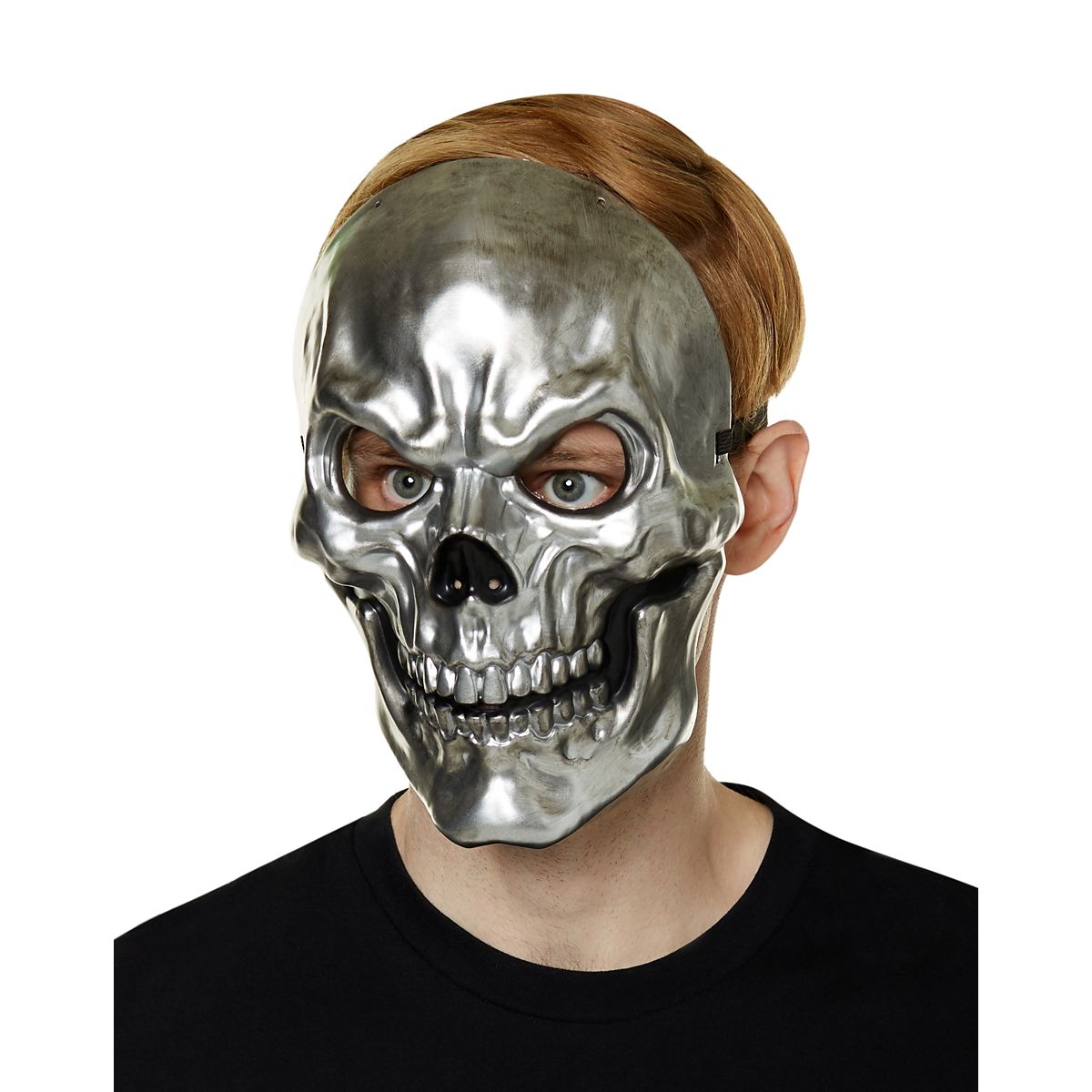 Silver Metallic Skull Half Mask
