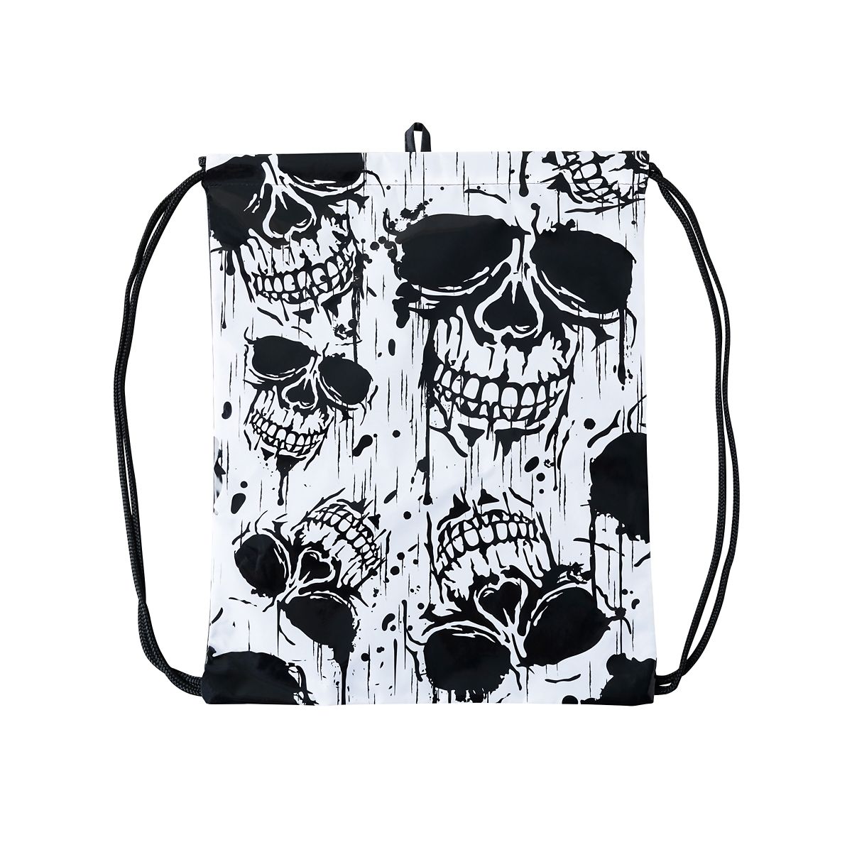 Realistic Skull Cinch Bag BLACK AND WHITE