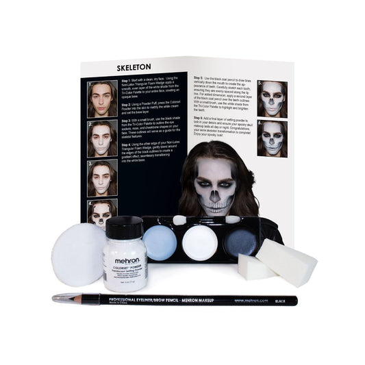 Mehron Deluxe Skeleton Professional Makeup Kit BLACK AND WHITE