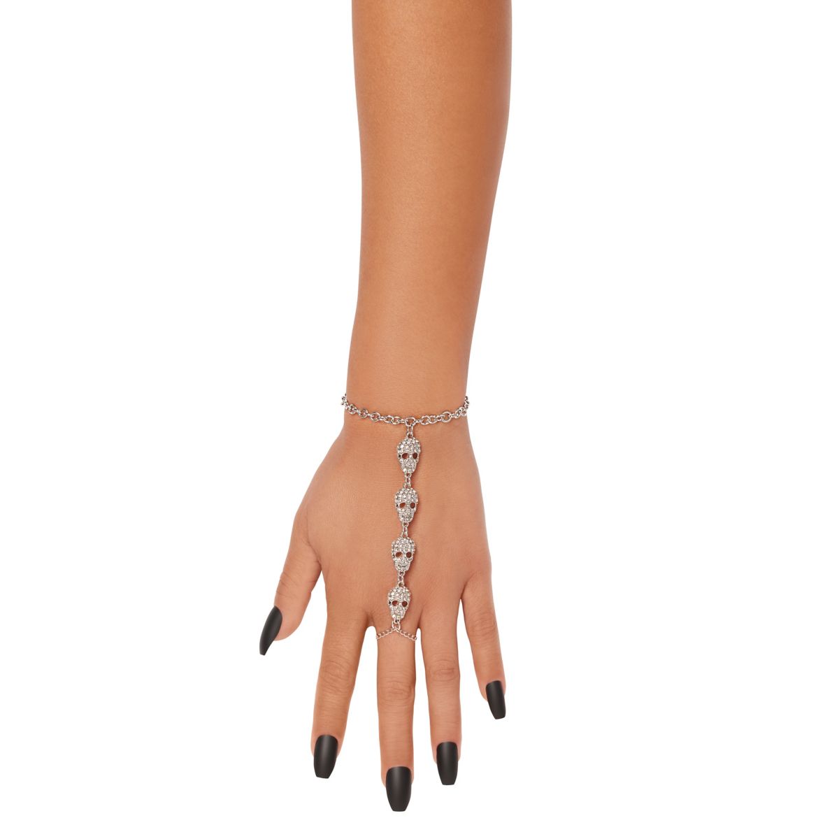 Rhinestone Skeleton Hand Chain SILVER