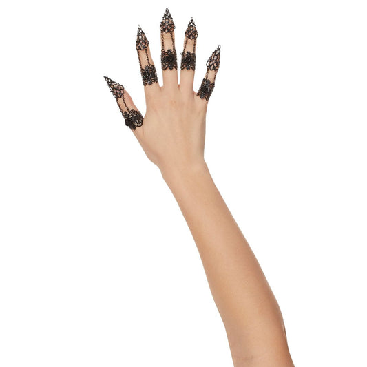 Filigree Finger Covers BLACK AND GREEN