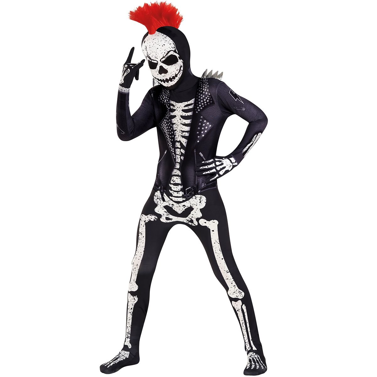 Kids Punk Skeleton Skin Suit Costume BLACK