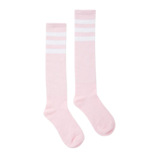 Pink and White Knee High Socks LIGHT PINK