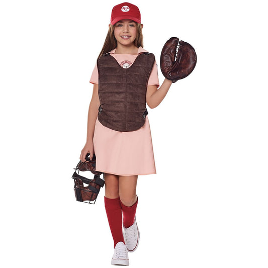 Kids Dottie Baseball Costume- A League of Their Own PINK