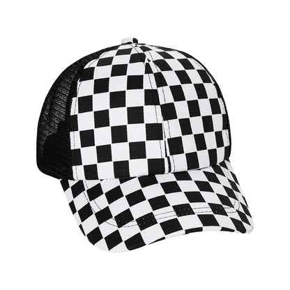 Racing Checkered Hat BLACK AND WHITE