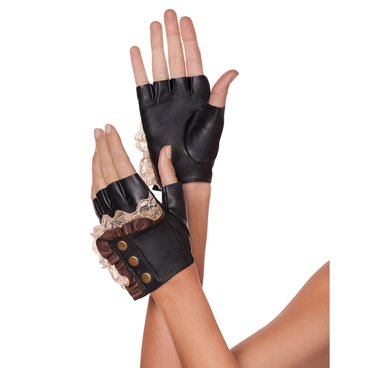 Steampunk Fingerless Gloves BLACK