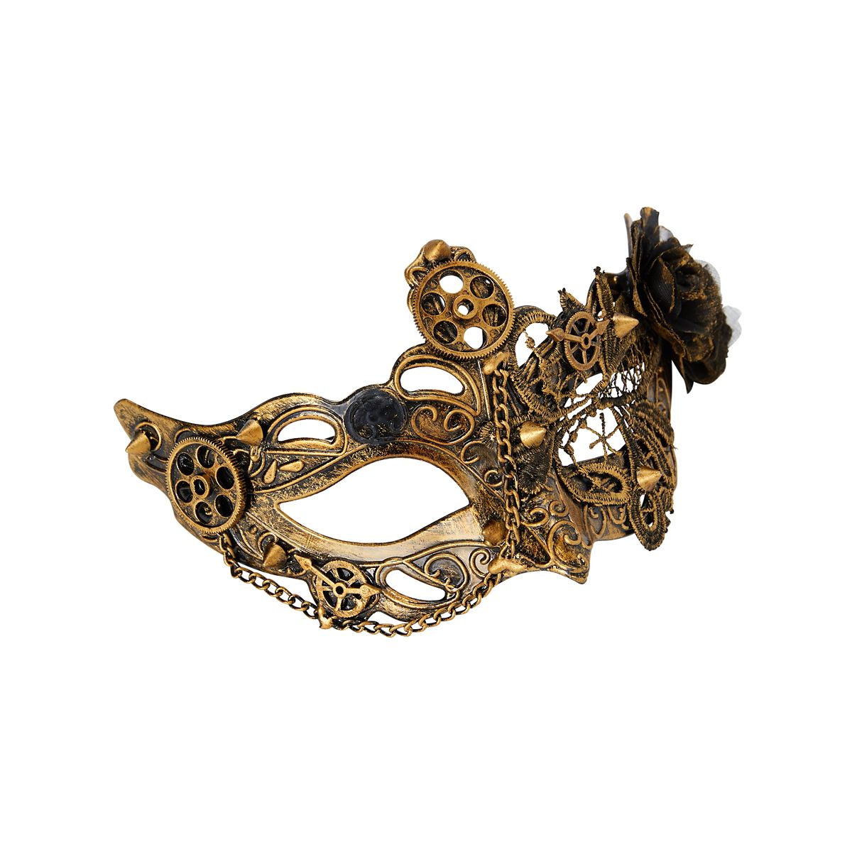 Gold Rose Steampunk Eye Half Mask GOLD
