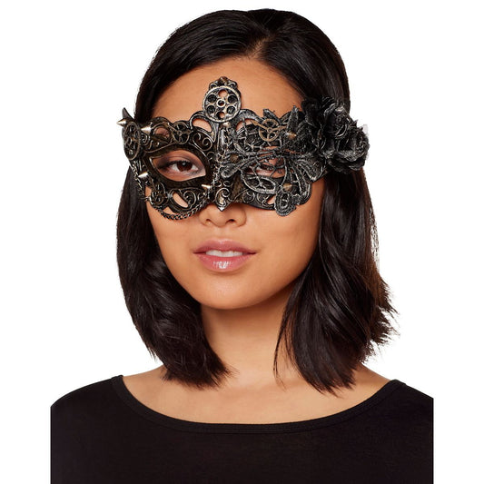 Silver Steampunk Eye Half Mask SILVER