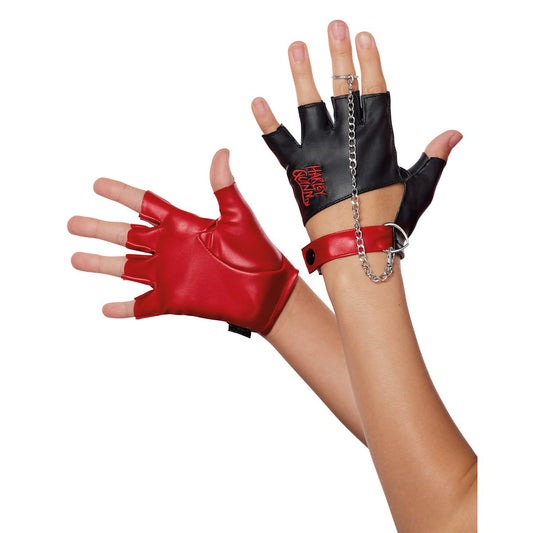 Harley Quinn Gloves - DC Villains BLACK AND RED