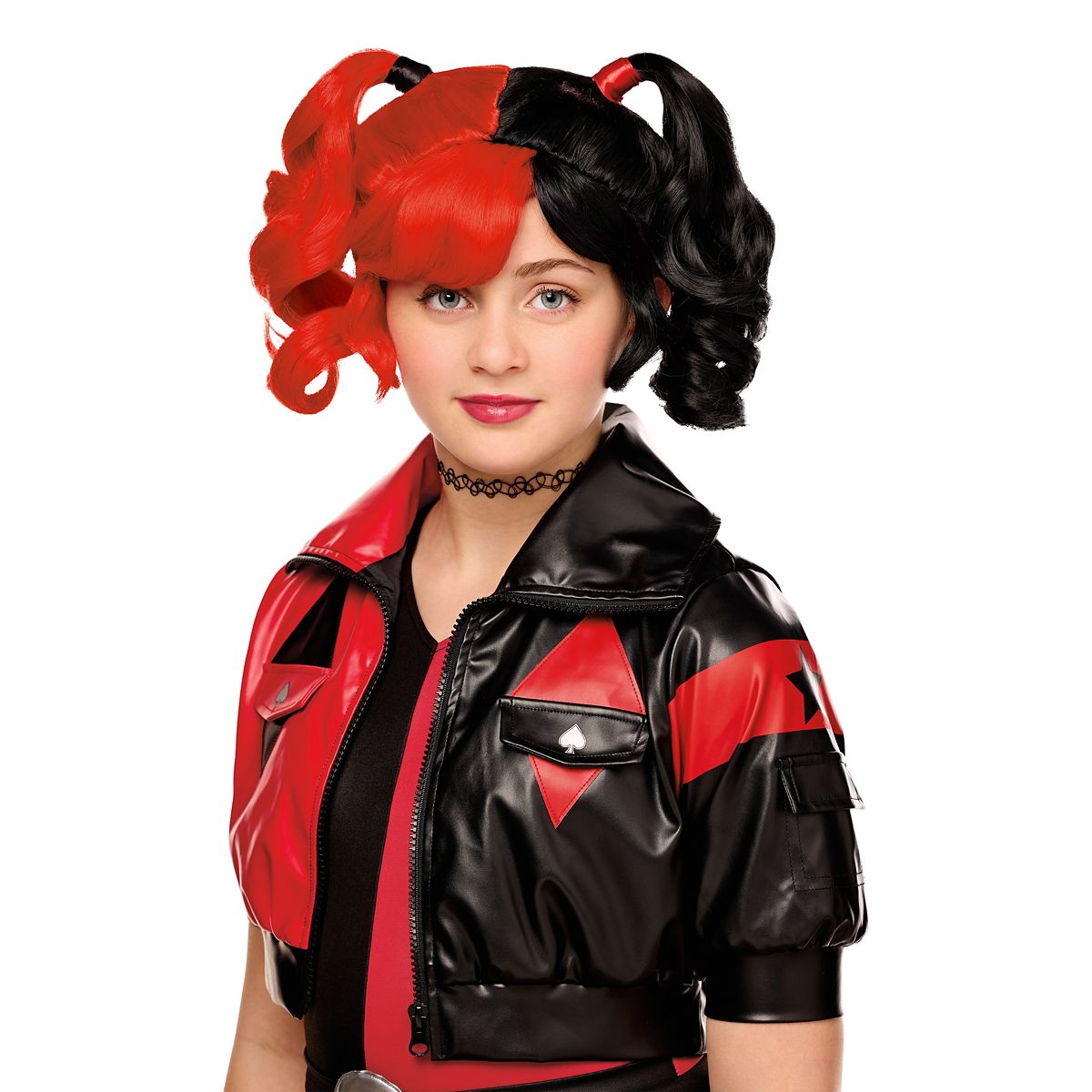 Kids Harley Quinn Wig - DC Villains BLACK AND RED