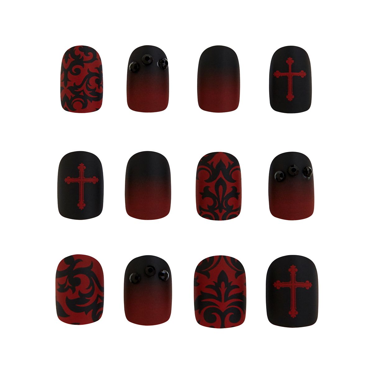 Kids Twilight Press-On Vampire Nails BLACK AND RED