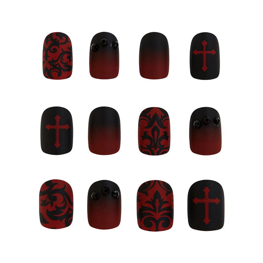 Kids Twilight Press-On Vampire Nails BLACK AND RED