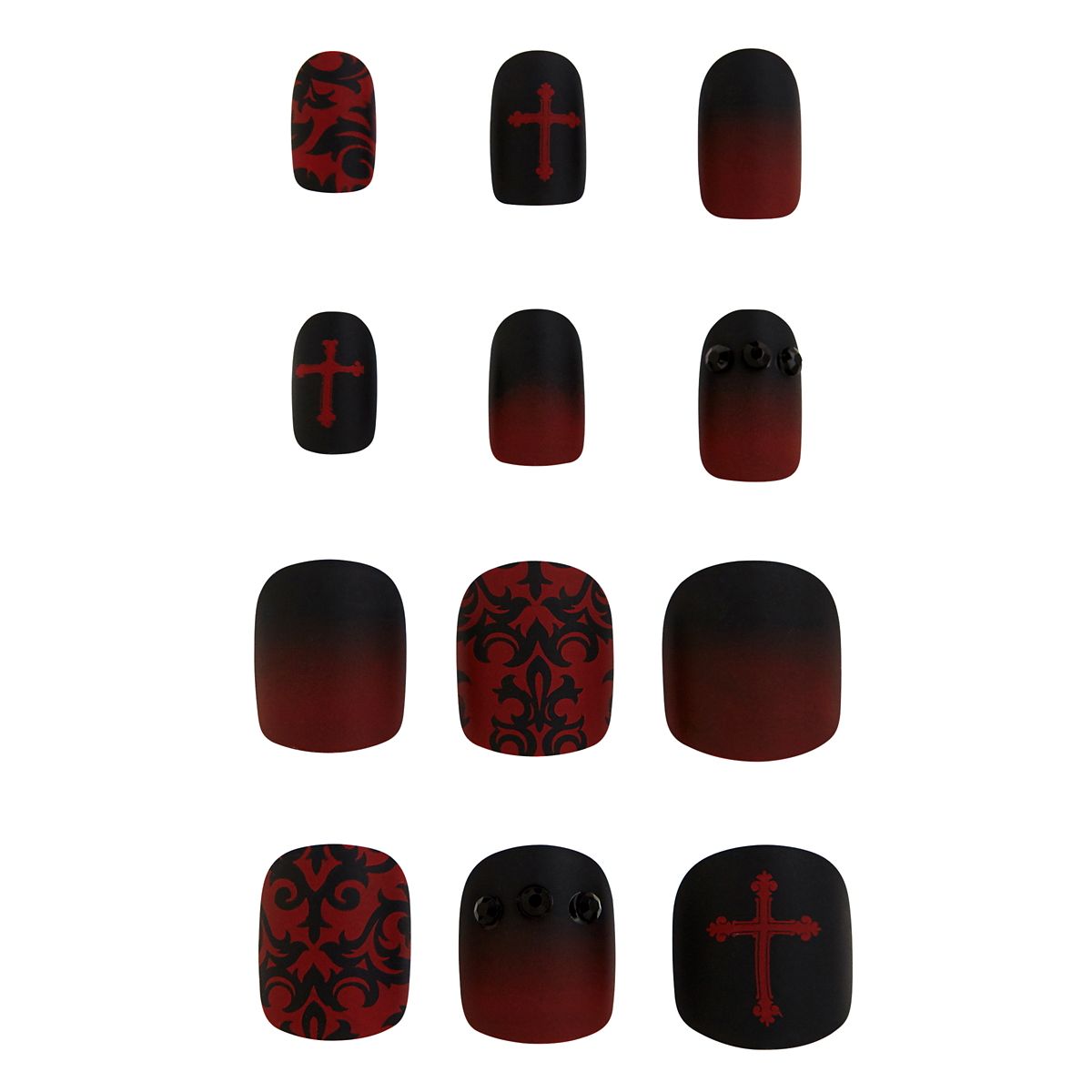 Kids Twilight Press-On Vampire Nails BLACK AND RED