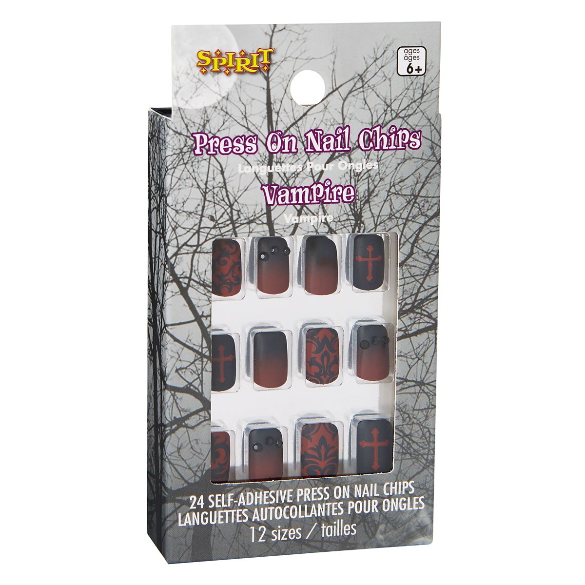 Kids Twilight Press-On Vampire Nails BLACK AND RED