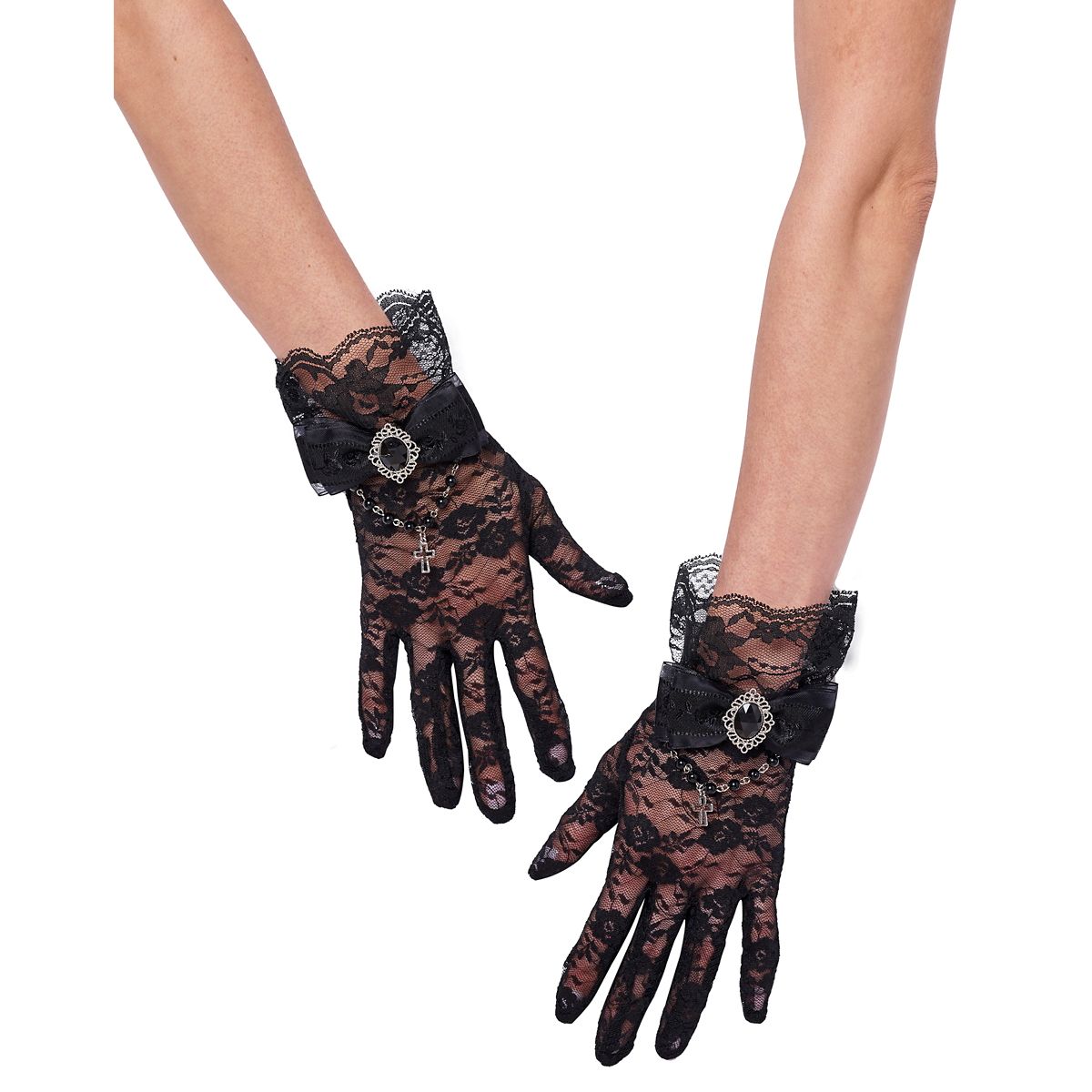 Gothic Lace Vampire Gloves BLACK